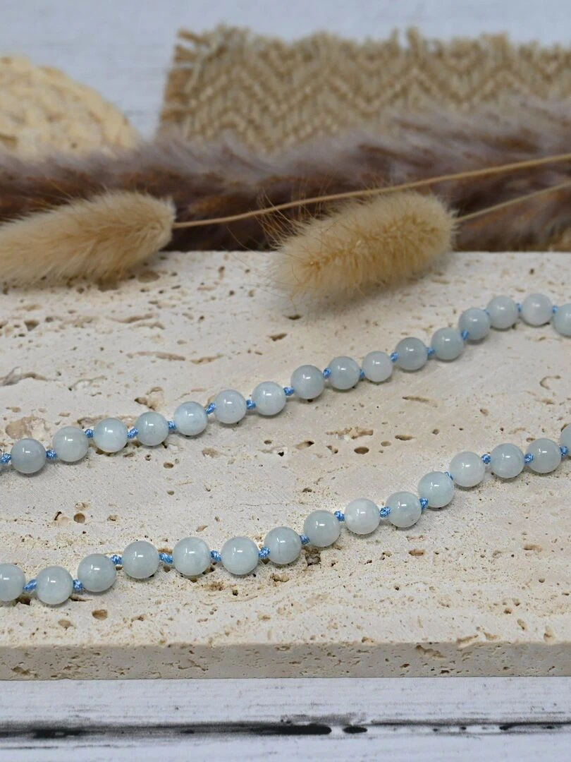 Collier Bébé Pierres naturelles : Aigue Marine Bleu clair