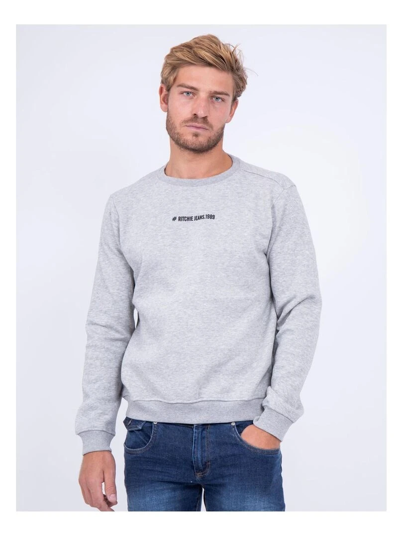 Sweat col rond WETTO Gris chiné