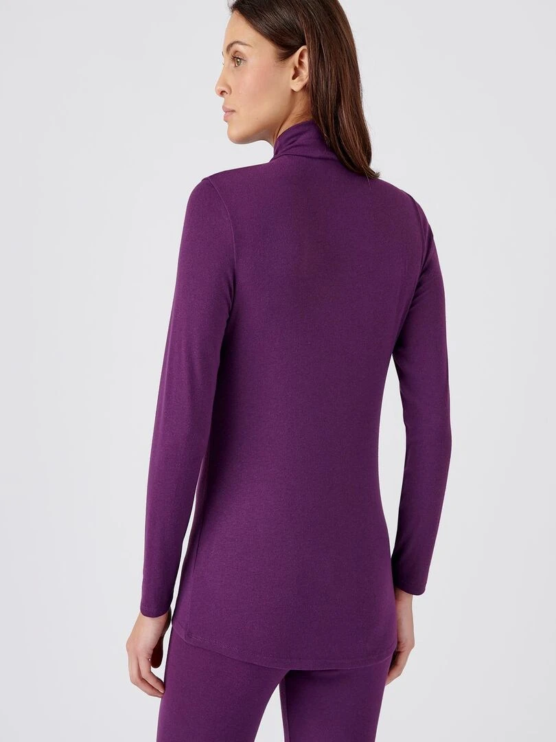 T shirt col montant fine côte  Thermolactyl Sensitive   Damart   Violet foncé