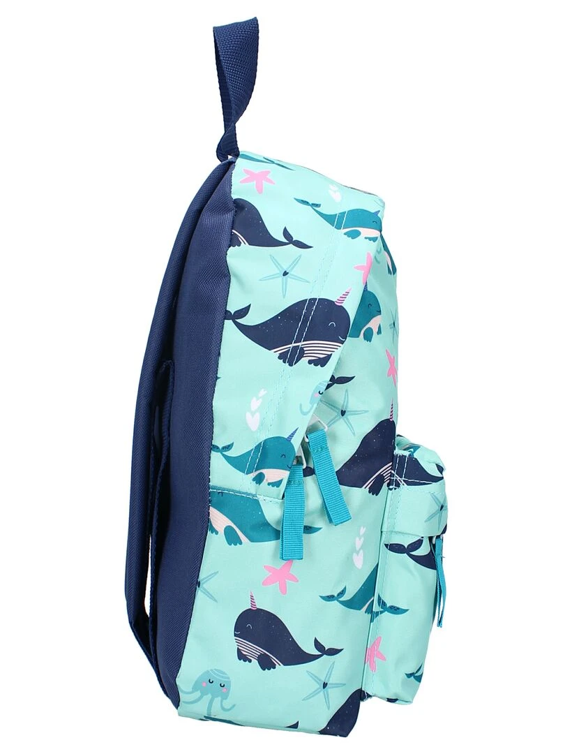 Sac à dos imprimé baleine   bleu