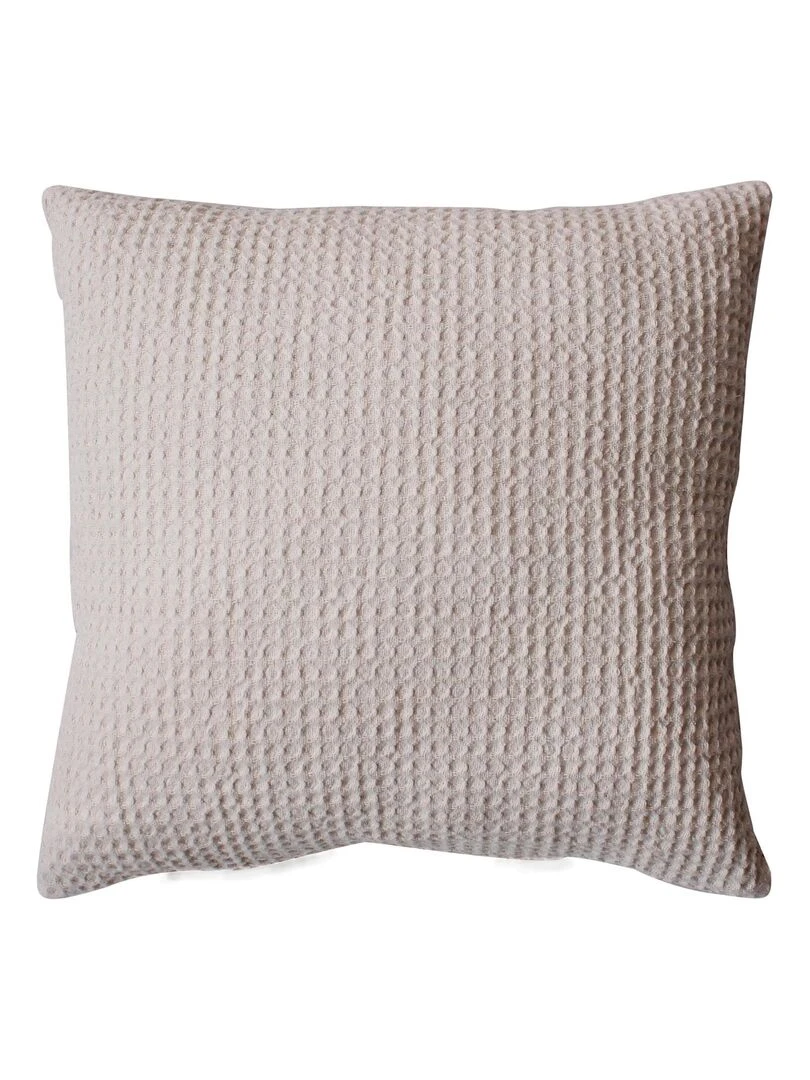 Coussin en coton recyclé gaufré Ecru