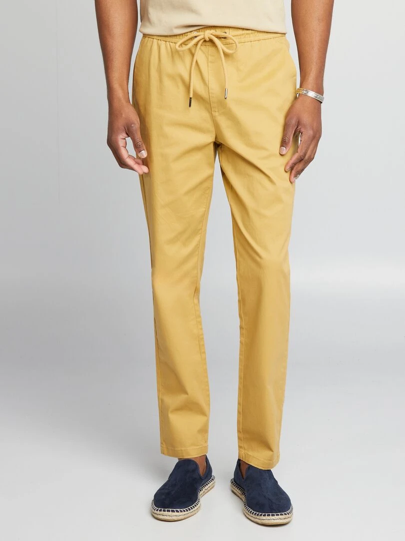 Pantalon chino à ceinture élastiquée Jaune