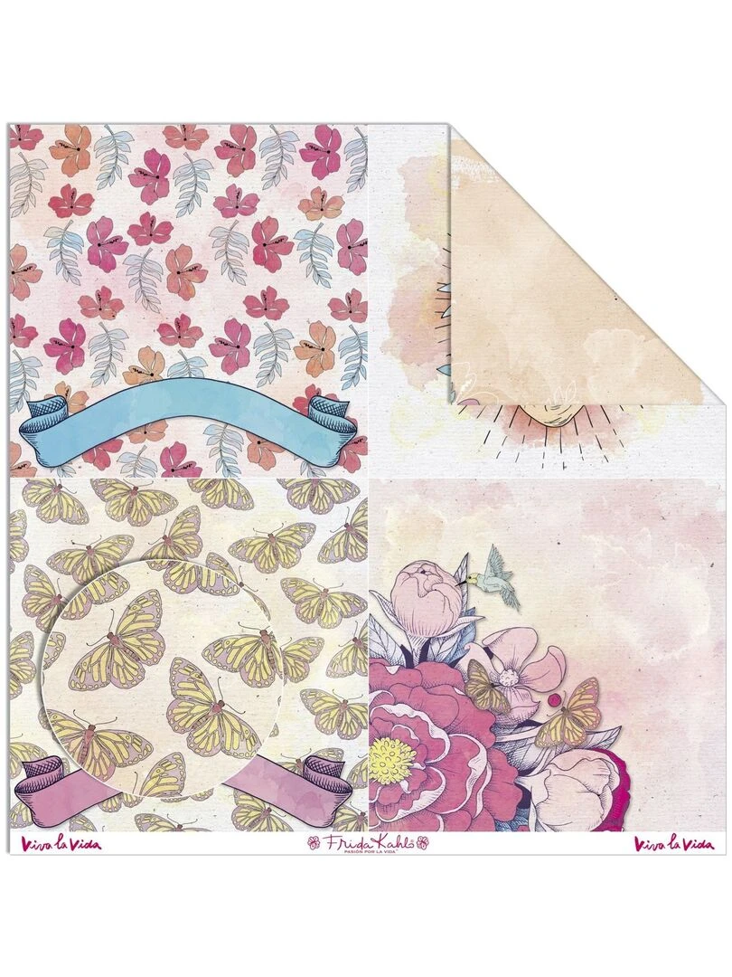 Papier créatif Frida Kahlo fleurs et papillons N/A