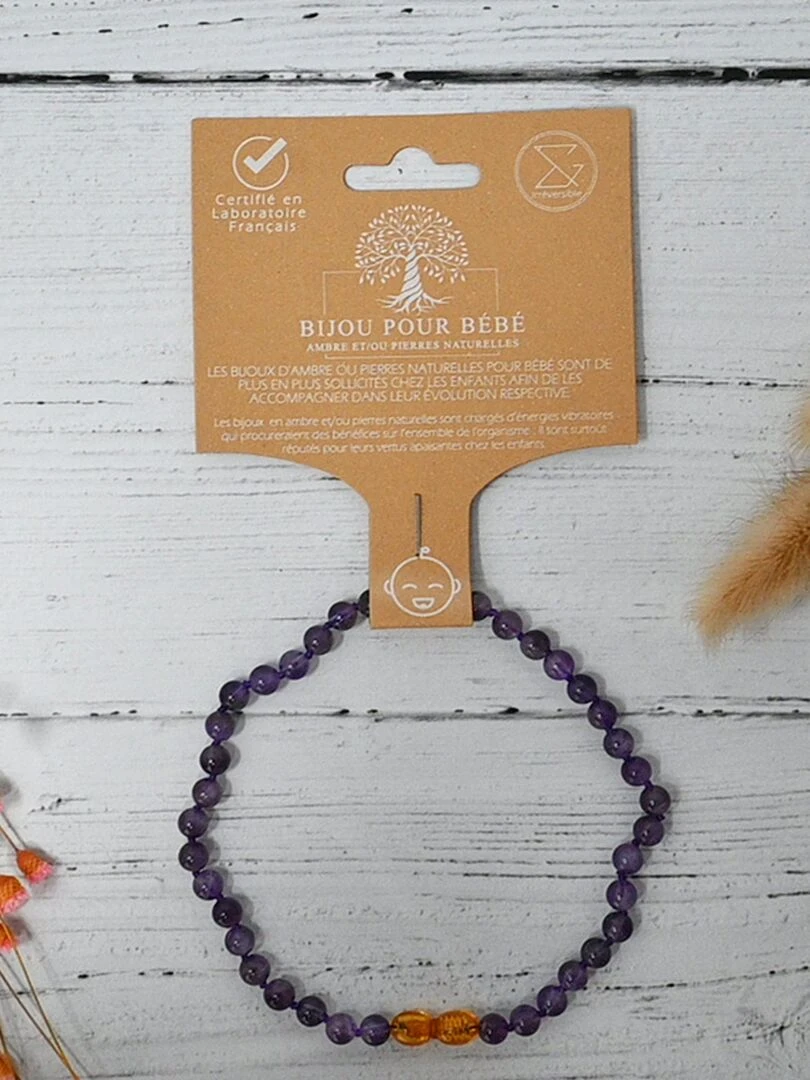 Collier Bébé   Pierres naturelles : Améthyste   Violet