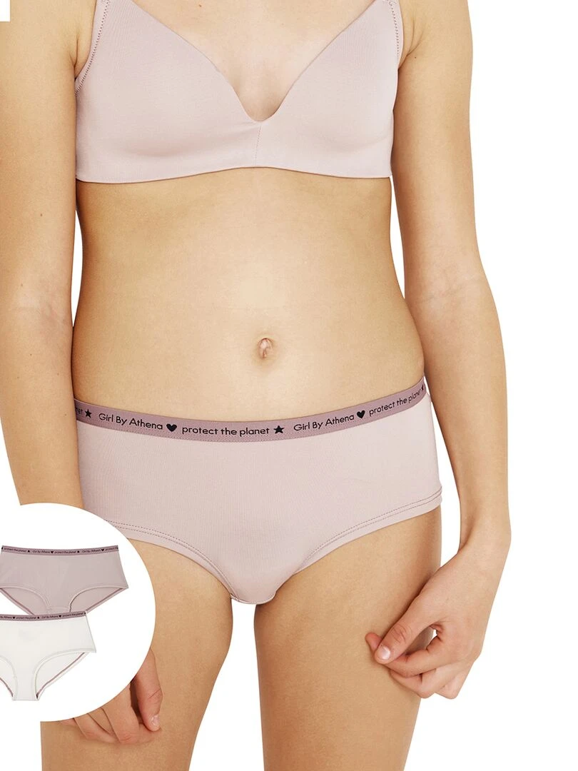 Lot de 2 boxers fille Micro recyclé Girl by Beige foncé