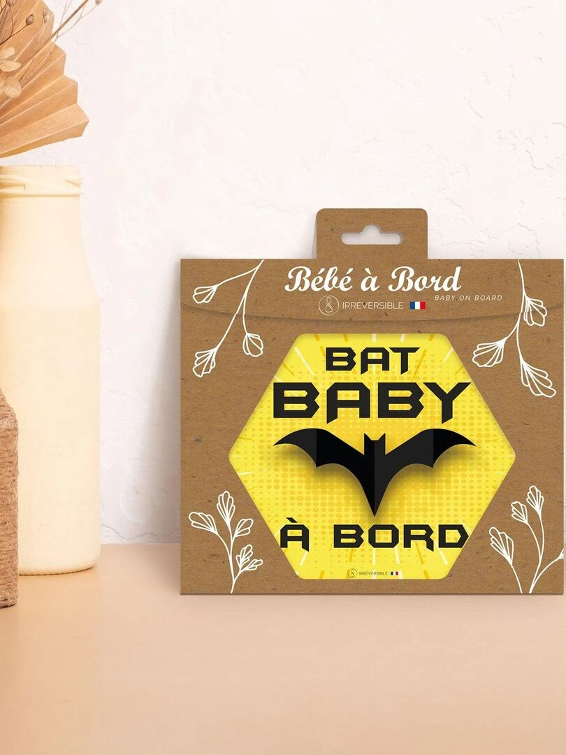 Adhésif / Autocollant bébé à bord   Bat Baby   Jaune