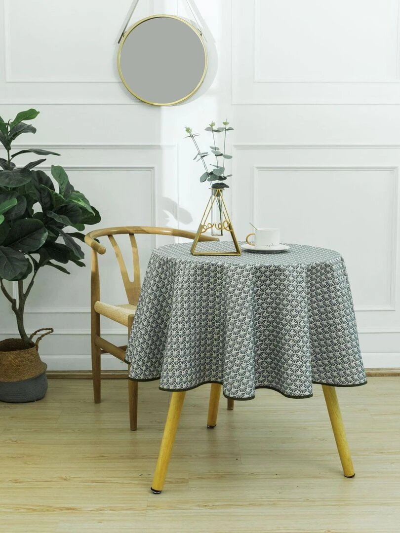 Nappe ronde imprimée et anti taches Vert olive