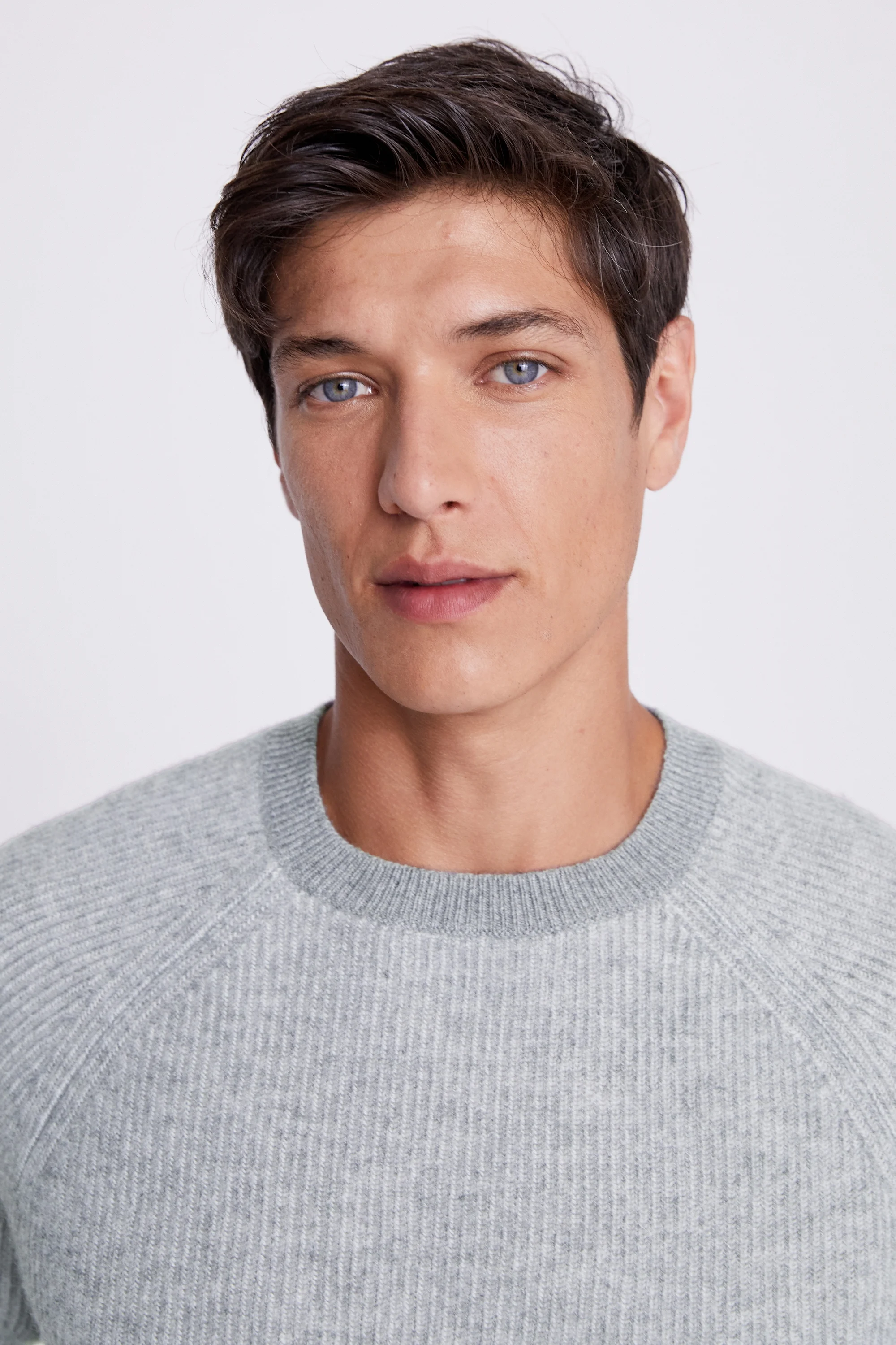 Light Grey Cashmere Crew Neck Jumper   Buy Online at Moss