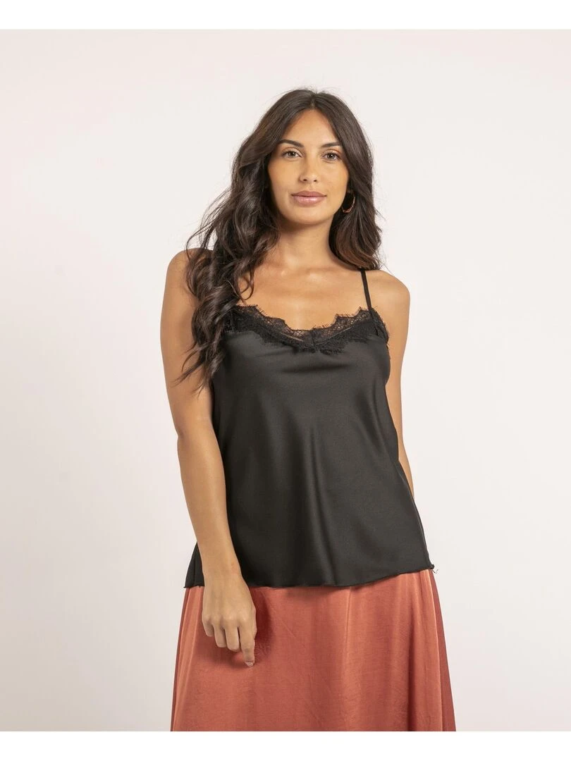 Caraco satin et dentelle FAUZIA Noir