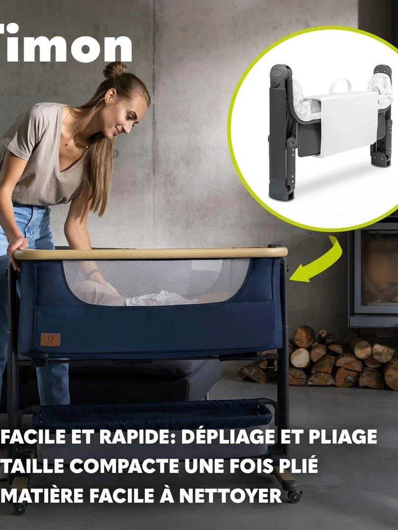 LIONELO Timon 2en1 Lit évolutif cododo avec matelas 0 9Kg Hauteur et inclinaison réglables Gris foncé