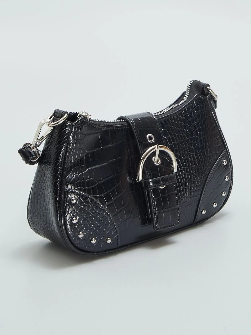 Sac porté épaule effet croco Noir