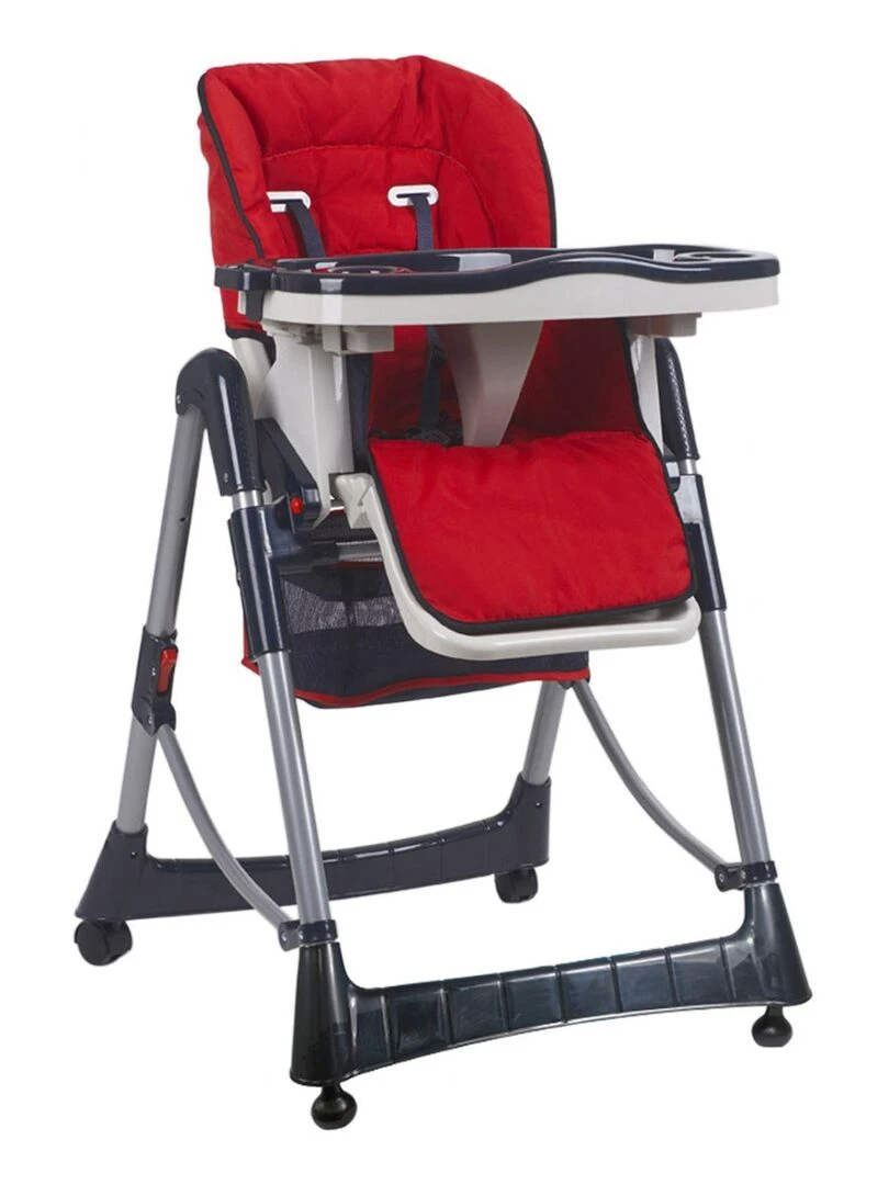 Chaise haute bébé pliable réglable hauteur dossier et tablette Ptite Perle Monsieur Bébé Rouge