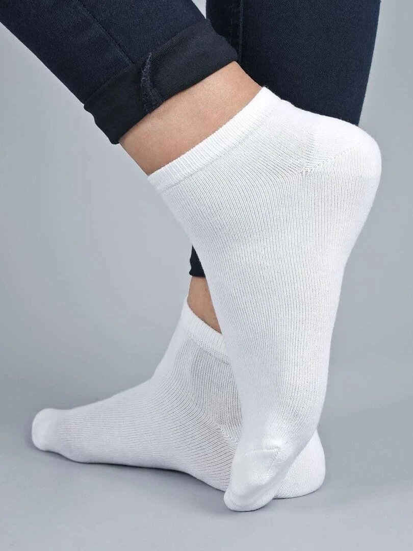 Socquettes Coton Prémium Lot 3 Paires Fabrication UE Blanc
