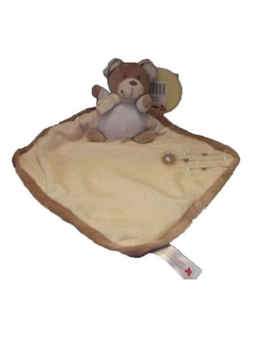 Doudou Nicotoy Ours Bleu cape beige marron Pantin Bleu