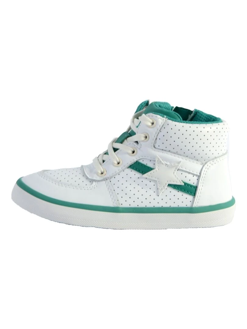 Basket Montante Cuir Enfant Clarks City Flake Blanc