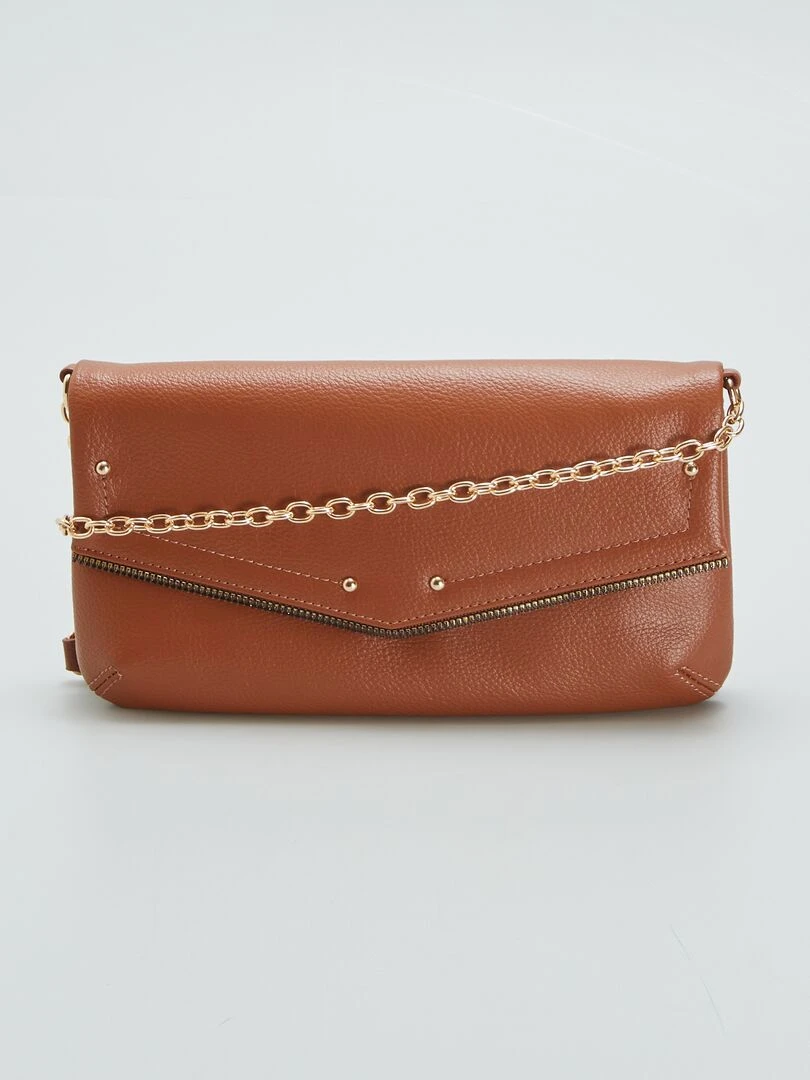 Sac enveloppe à chaine bandoulière   Marron