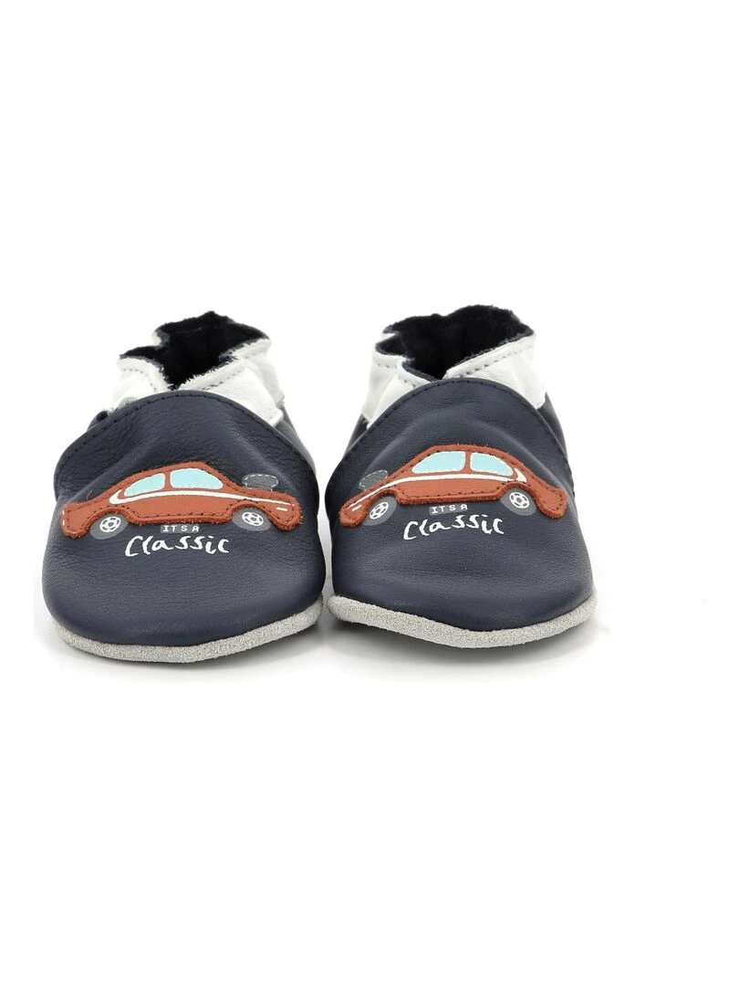 Chaussons Cuir Classicar   Bleu marine
