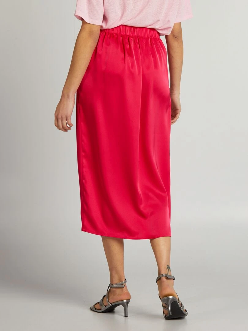 Jupe midi en satin   Rose