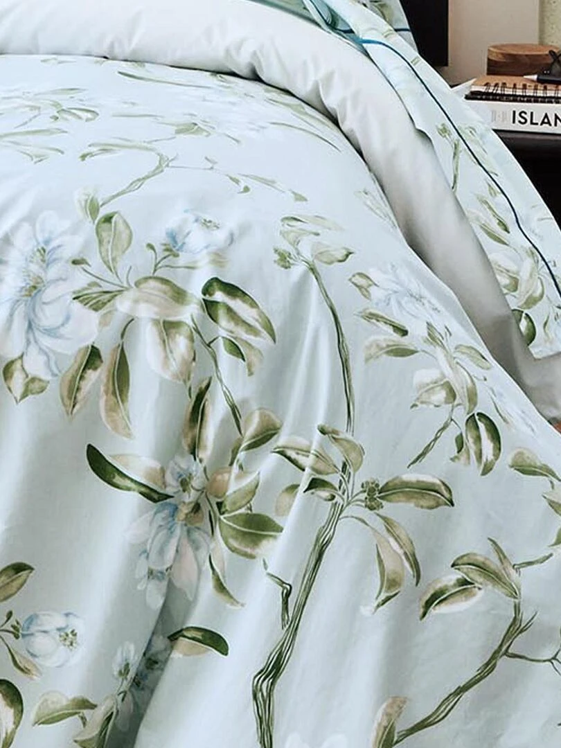 Drap plat en percale de coton au style anglais Bleu céladon