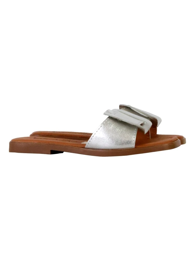 Mules Plates Cuir The Divine Factory Alénoa   Gris