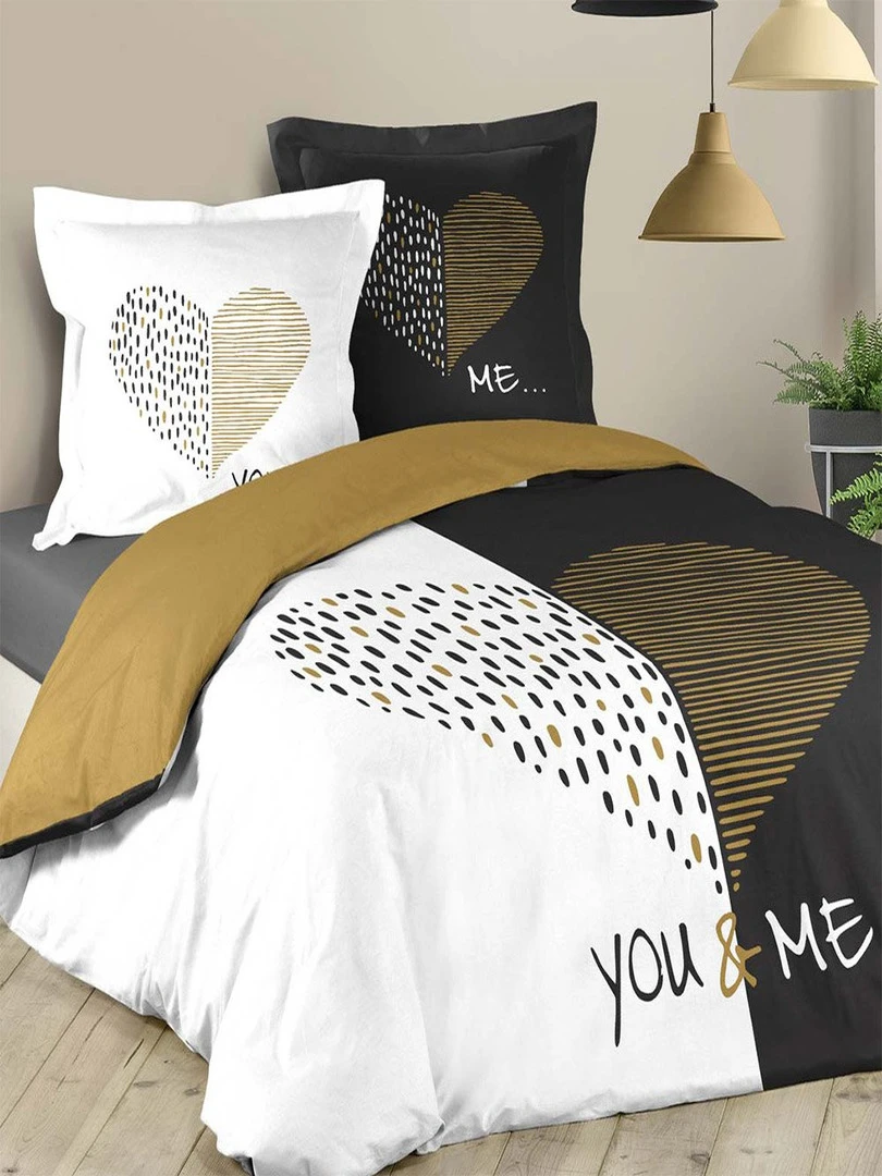 Housse de couette 220x240 + 2 taies Miu coton Blanc