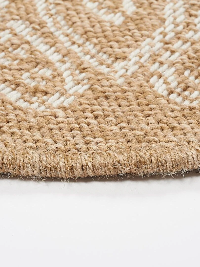Tapis rond Ø 160cm AVANAOS Beige fait main en jute idéal pour Salon Beige