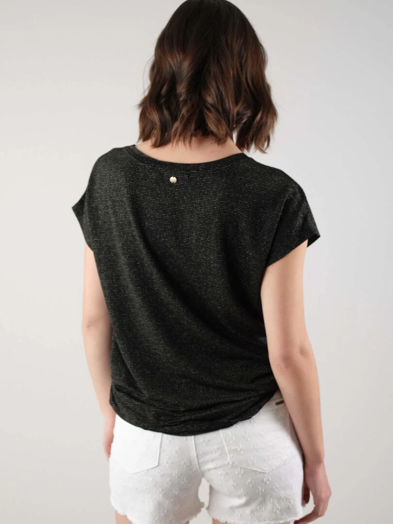 T shirt basique fantaisie pour femme 'Deeluxe'   Noir