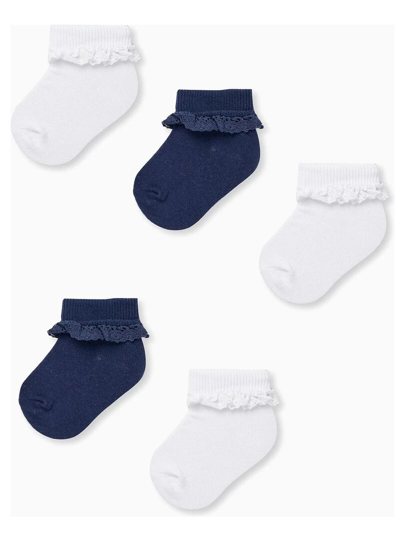 Pack 5 Paires de Chaussettes avec Dentelle pour Bébé Fille ESSENTIALS LINE Multicolore