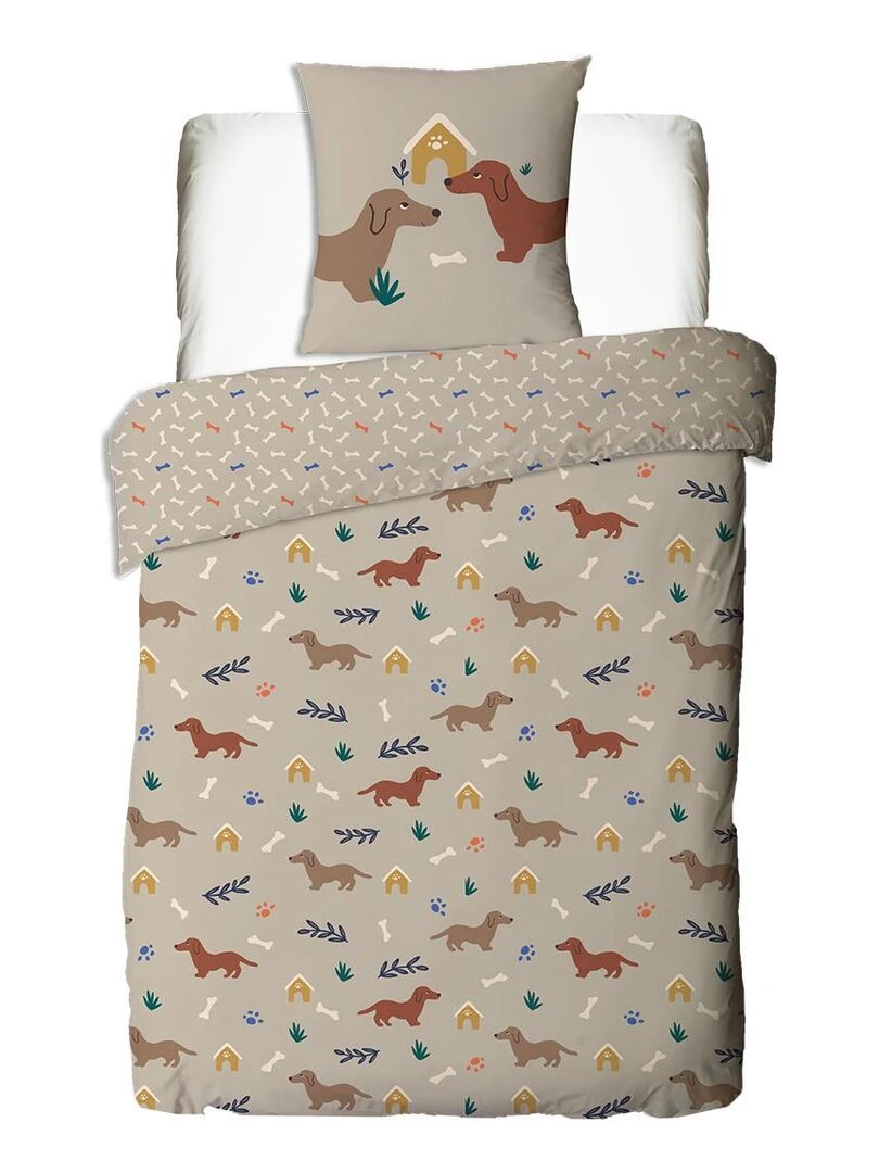 Future Home   Parure de lit enfant en coton 57 fils imprimé   Blanc