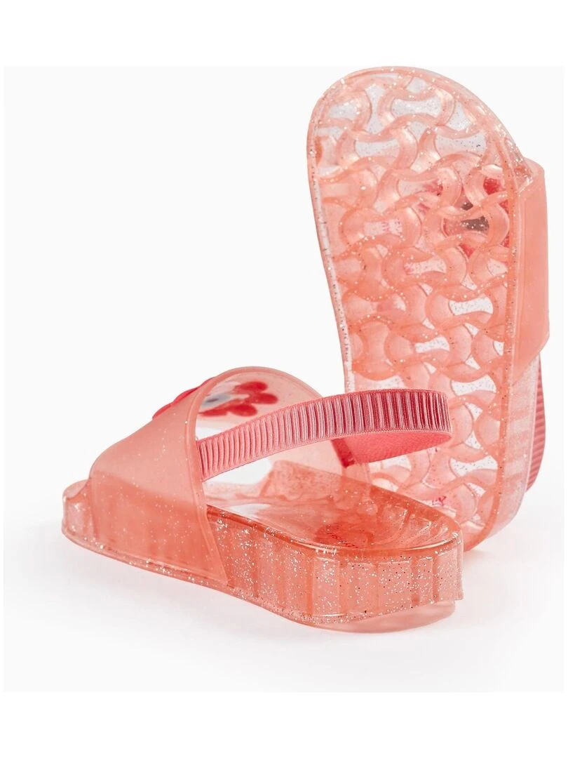 Sandales en caoutchouc avec paillettes pour bébé fille 'Flower'   Rose