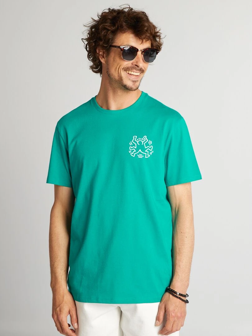 T shirt imprimé 'Keith Haring' vert