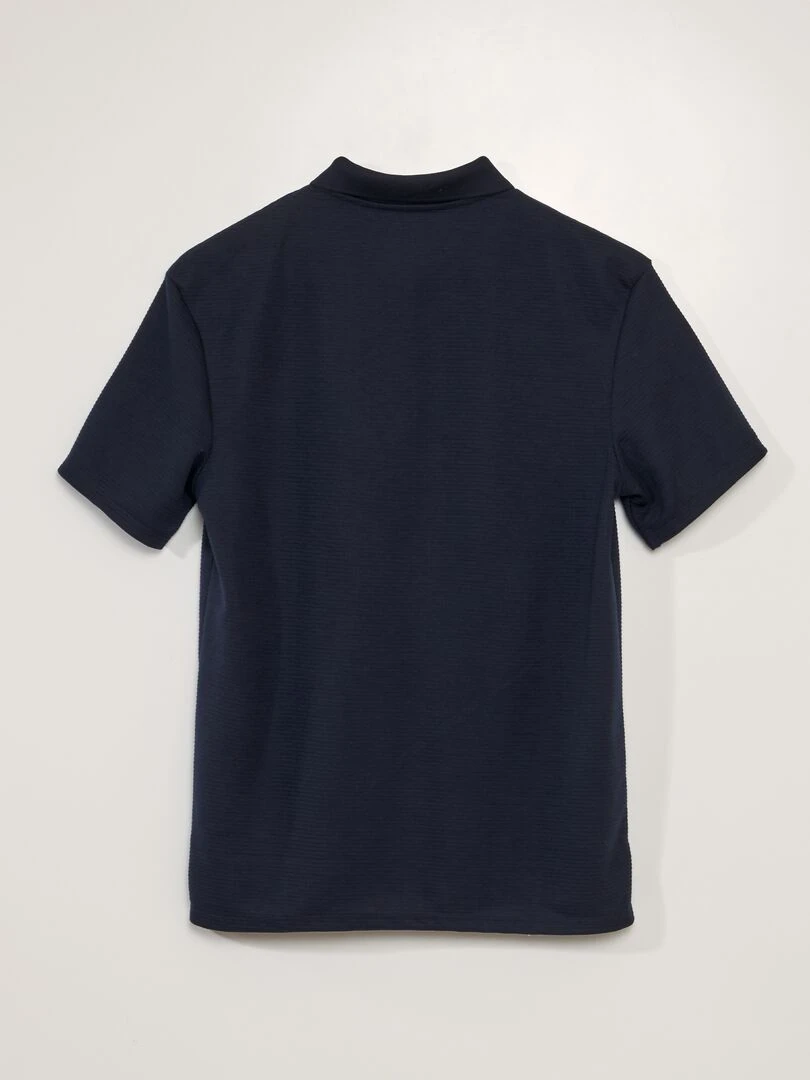 Polo à col zippé en maille texturée Bleu