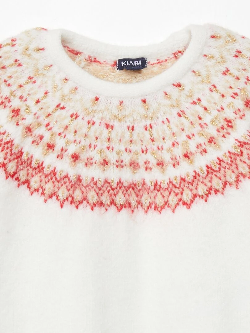Pull en maille avec imprimé 'jacquard'   Blanc