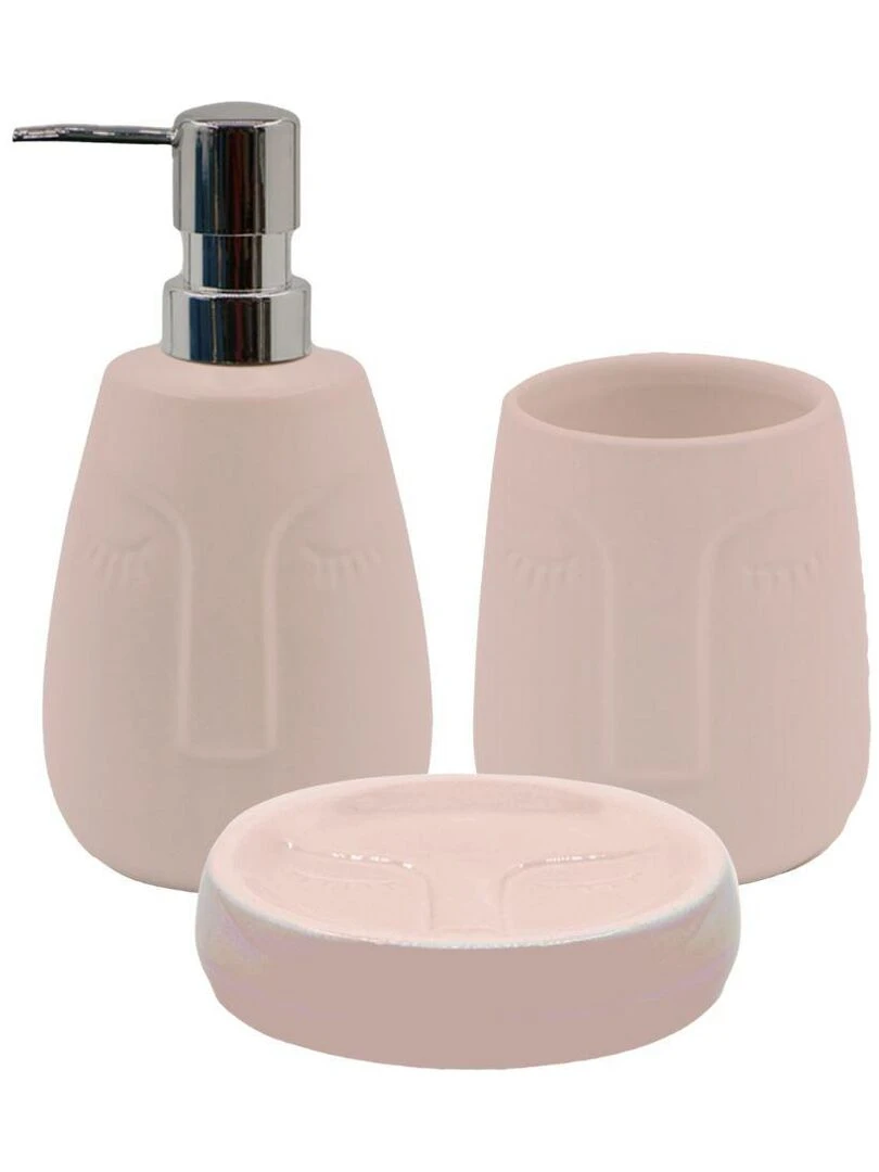 Guy Levasseur Set de salle de bain 3 pièces en céramique rose Rose