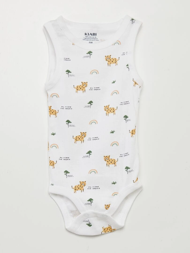 Lot 3 bodies sans manches imprimés   Blanc