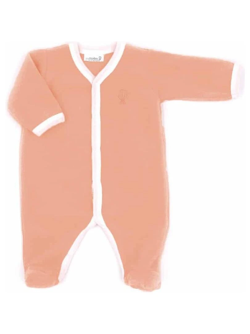 Pyjama velours 100% coton biologique 1 à 6 mois Orange