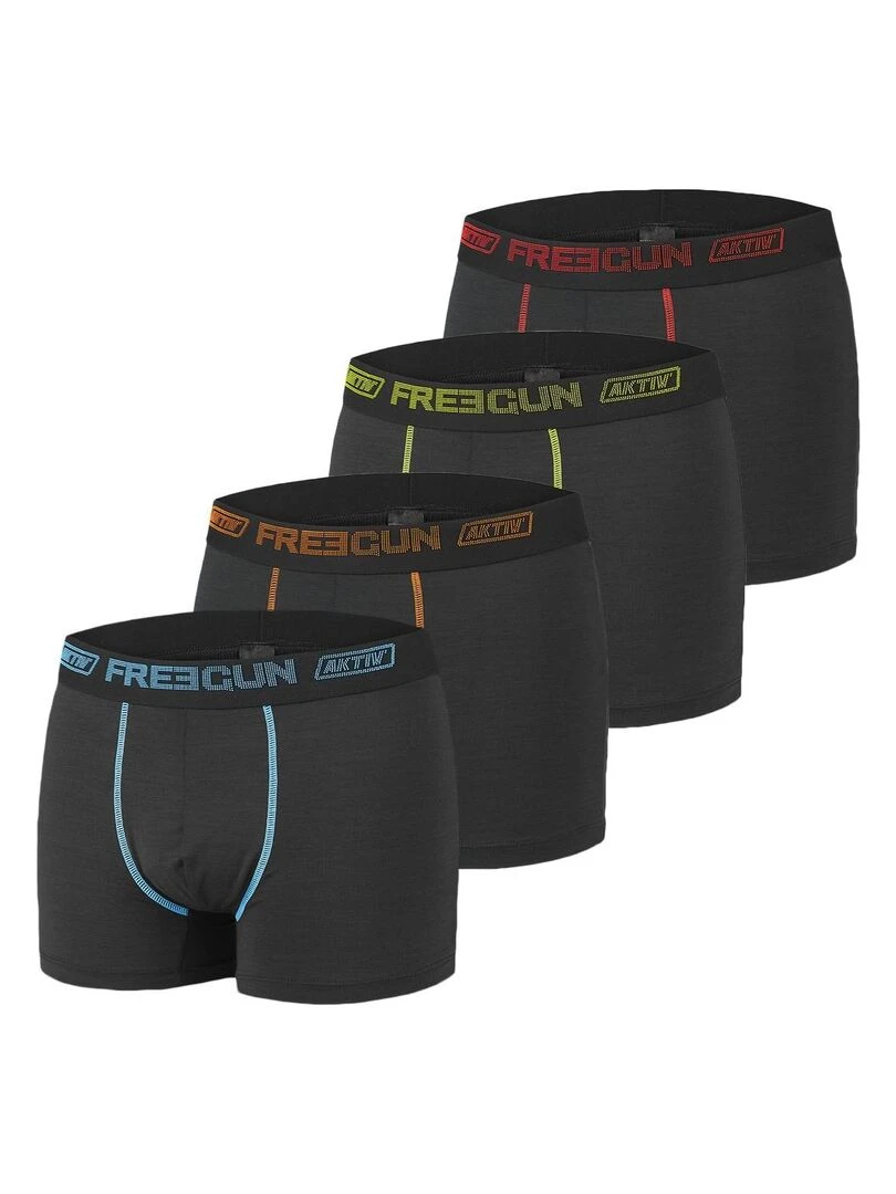 Lot de 4 Boxers homme Aktiv Sport Ultra 3D Freegun Noir