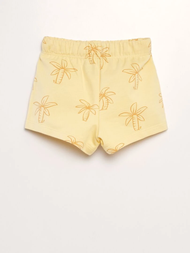 Ensemble t shirt + short en french terry   2 pièces   Jaune