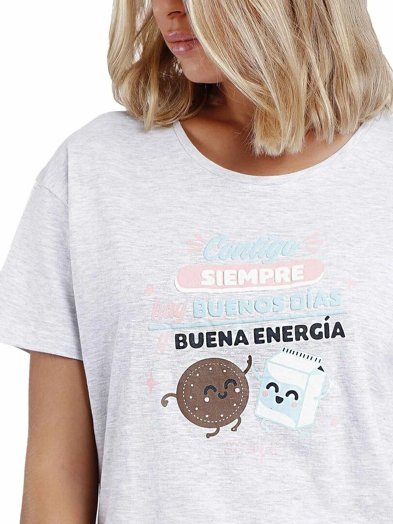 Pyjama short t shirt Contigo Mr Wonderful   Gris