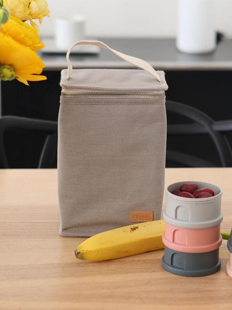 Pochette repas isotherme canvas gris perle Gris