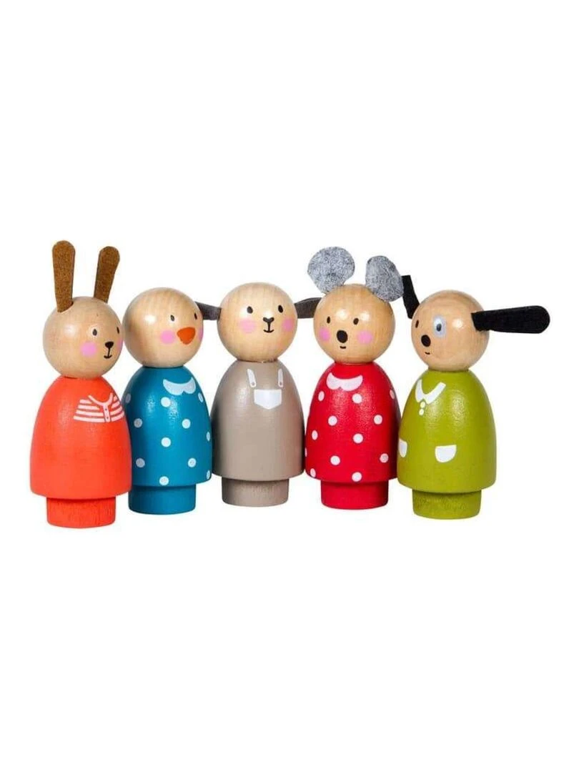Set de 5 personnages en bois La grande famille N/A