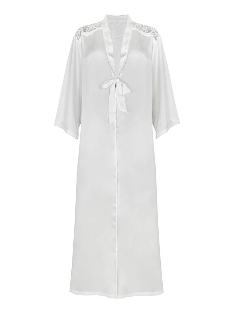 Déshabillé long satin Matilda mariage   Ecru