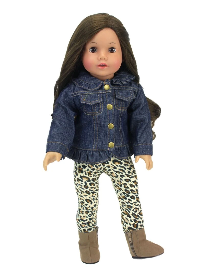 Sophia's 18" Poupee Veste en jean à volants leggings à imprimé animal Bleu N/A