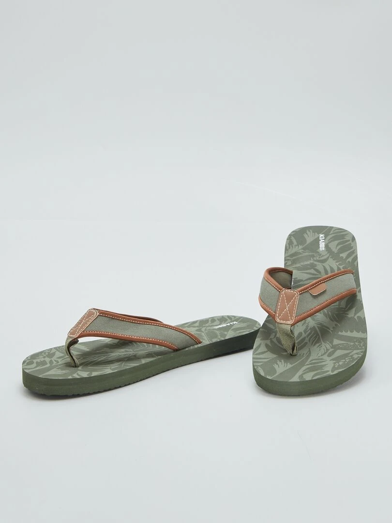 Tong à lanière en textile   Kaki