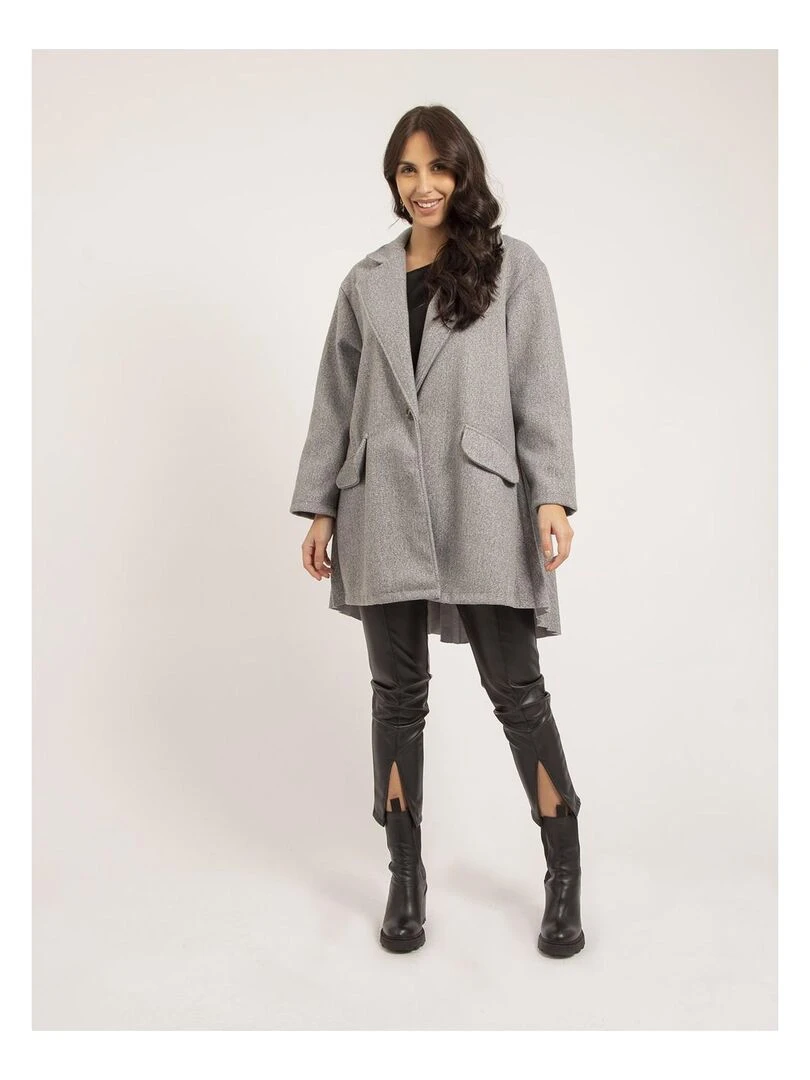 Manteau mi long plissé ULBAD   Gris