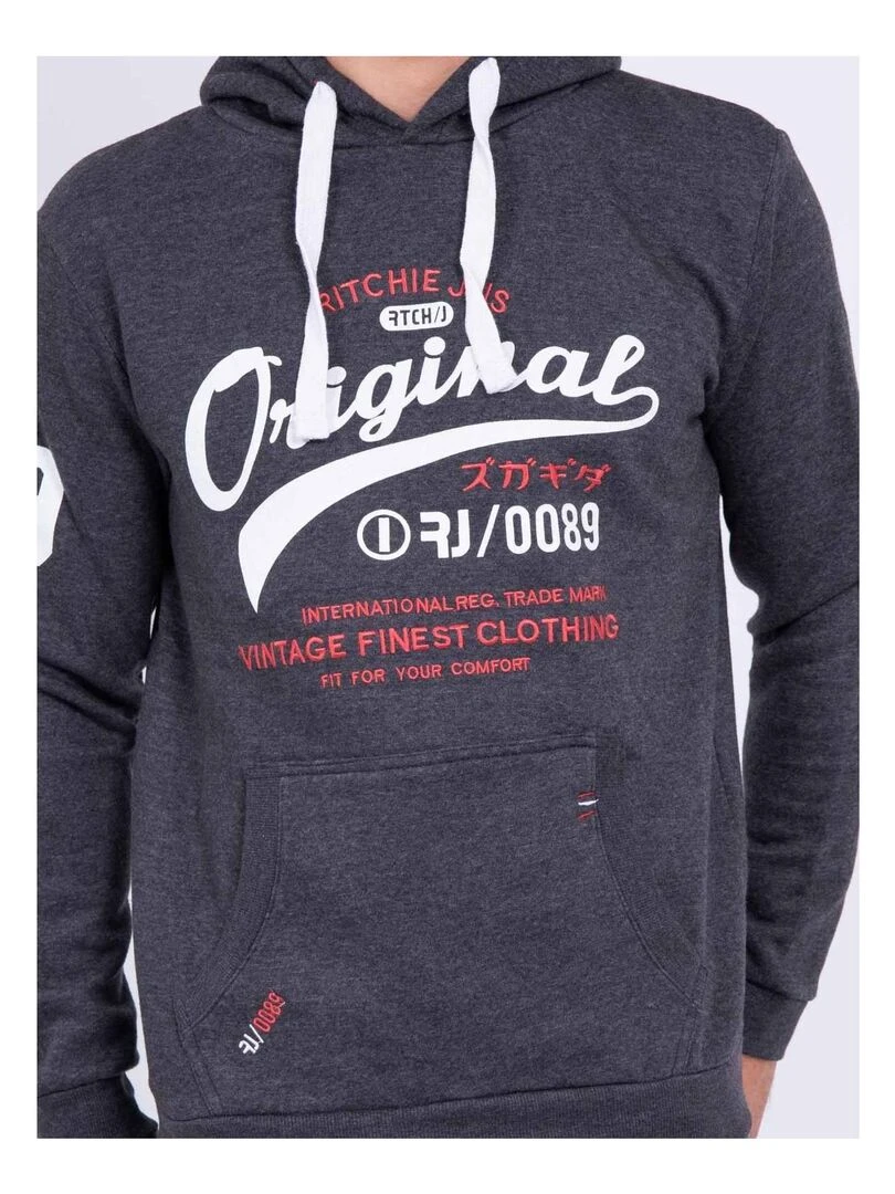 Sweat capuche WARLUZ   gris anthracite