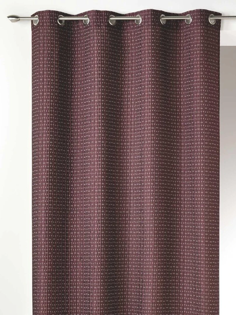 Rideau épais en Jacquard Uni à Reliefs Violet prune