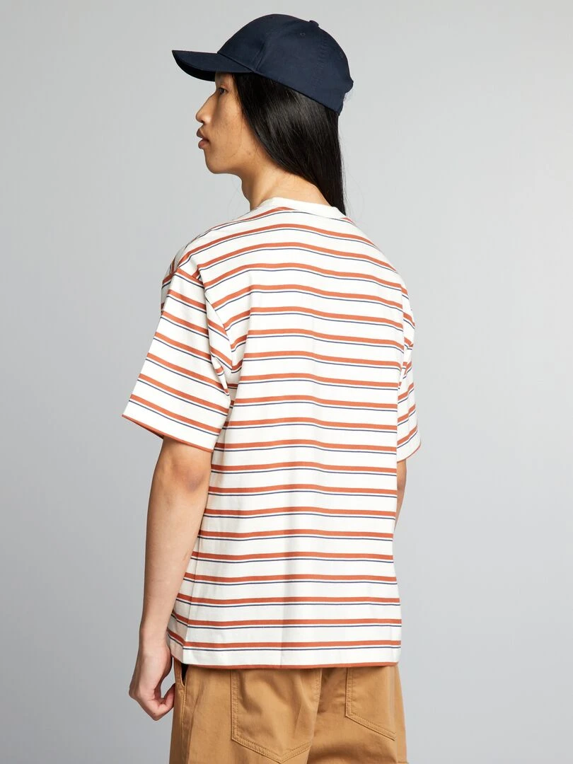 T shirt à rayures   Blanc/bleu/marron