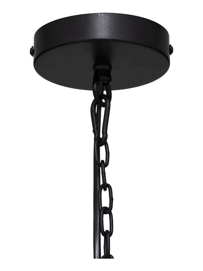 Suspension avec poulie en métal et bois   Noir