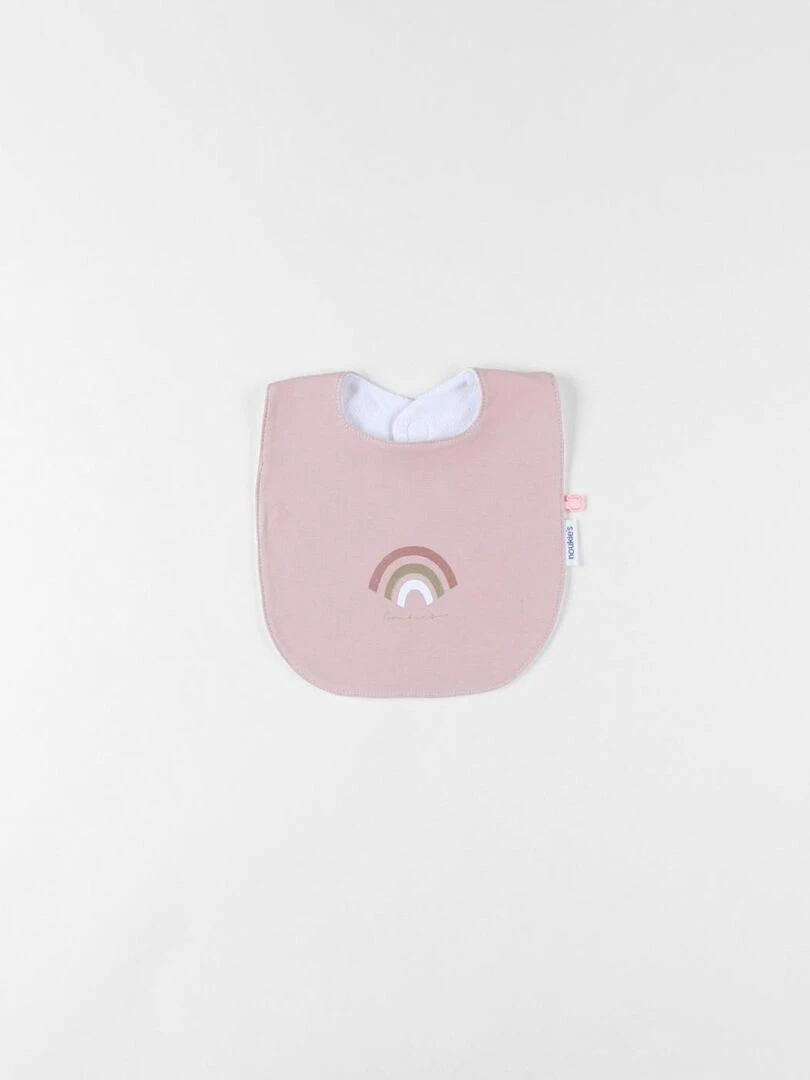 Set de 3 bavoirs en éponge et en Jersey  écru/rose poudré   Noukie's   Blanc